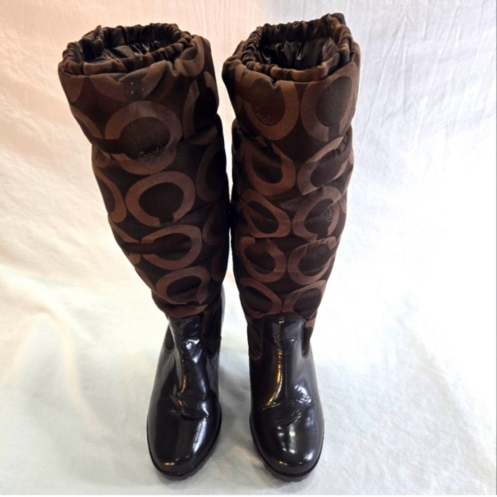 Coach Brown Patterned Heeled Boots - Picture 3 of 8